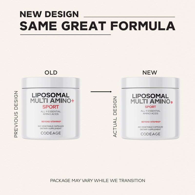 Codeage Multi Amino BCAA & EAA, 9 Essential, Liposomal, 240 Capsules | All 9 essential amino acids, BCAA & EAA, liposomal delivery. Free-form, pre & post workout. Vegan, non-GMO.