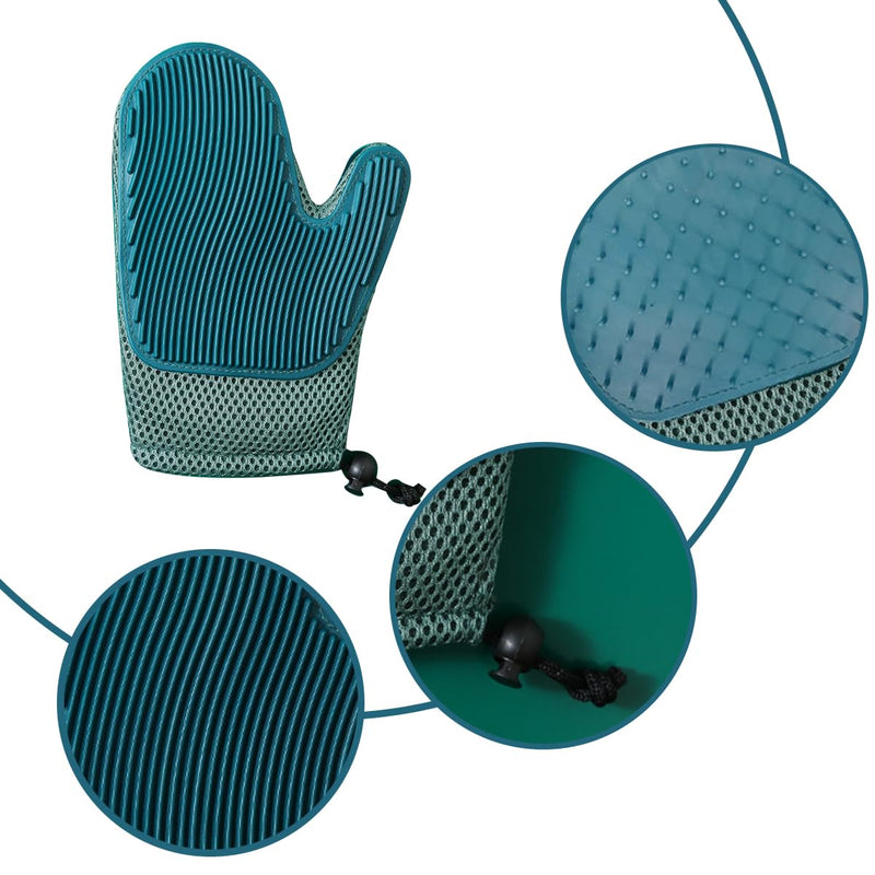 1 piece grooming glove for cats and dogs, gently removes hair and makes combing easier, ideal for grooming at home (dark green) grooming gloves (dark green) - BeesActive Australia