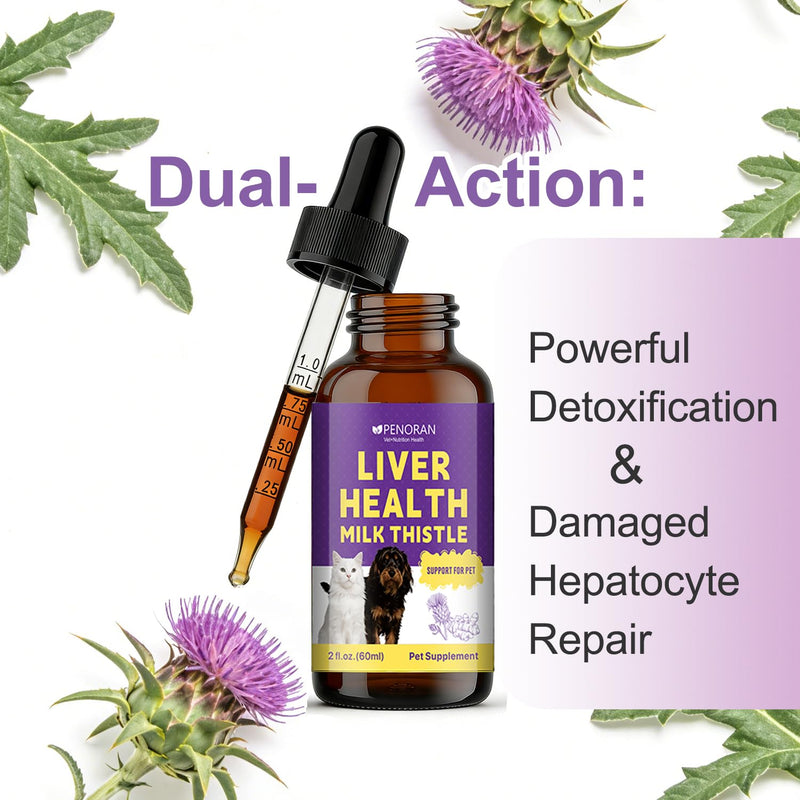 Milk Thistle Liver Support Liquid for Dogs and Cats | targets liver damage and fat buildup, repairs damaged cells, enhances liver detoxification, metabolic capacity
