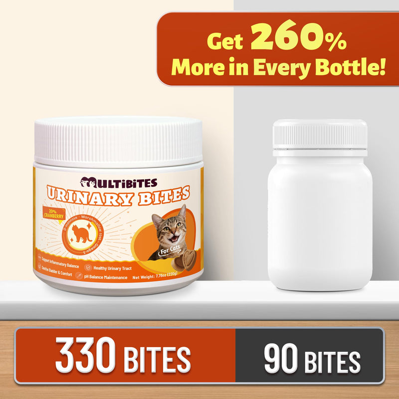 220g Cat Urinary Tract Health Supplement with 20% Cranberry, D Mannose, Marshmallow Root & Salmon Oil - Urinary Tract & Bladder Control - Vet-Recommended Crunchy Chews - Chicken Flavor