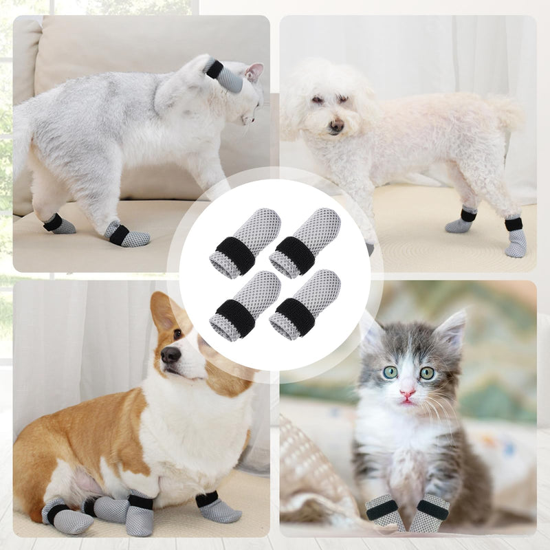 4 Pcs Cat Claw Caps, Cat Nail Caps, Cat Booties, Cat Booties Anti Scratch Cat Mittens, to Prevent Scratching Suitable for Bathing, Feeding and Nail Trimming of Cats (S, Black/Grey) - BeesActive Australia