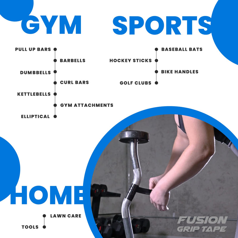 Core Prodigy Fusion Grip Tape - Silicone Rubber Wrap for Pull Up Bars, Barbells, Dumbbells, Sports and Gym Equipment, and Tools Black 36 Feet - BeesActive Australia