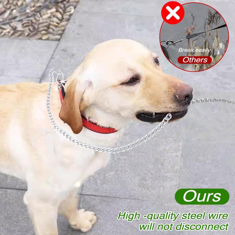 Heavy Duty Stainless Steel Dog Chain Leash 5 FTx3 mm Anti-Bite Dog Leash with Soft Padded Handle Chew Proof Cuban Link Metal Dog Leashes for Large & Medium Size Dogs (0-80 lbs) - BeesActive Australia