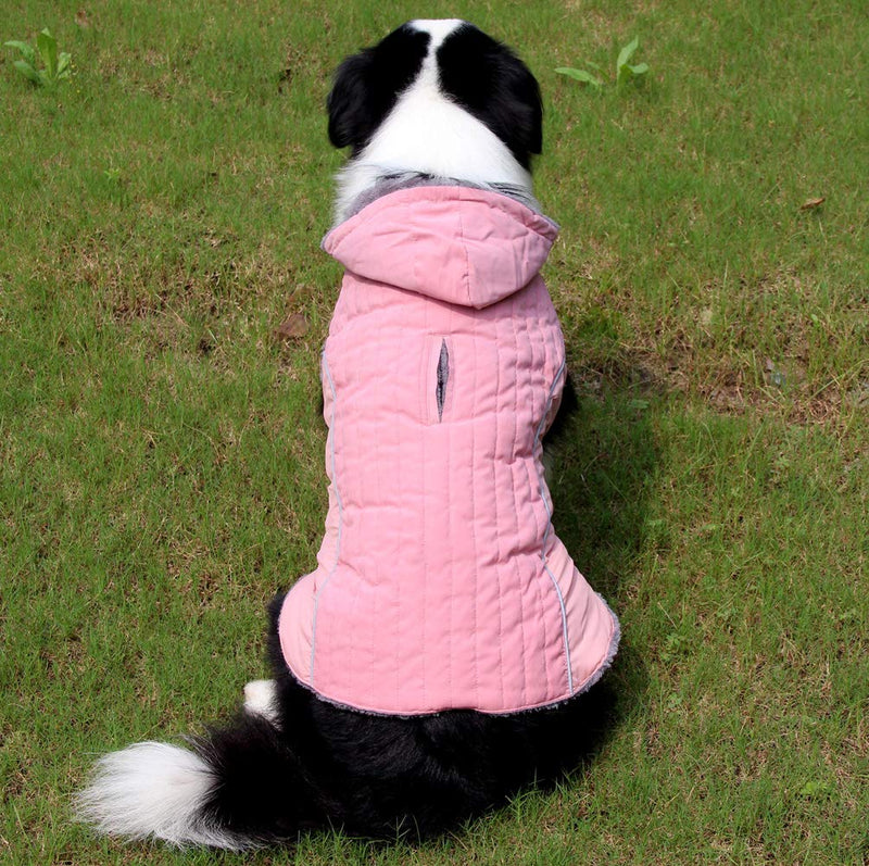 Fleece Dog Hoodie for Small Medium Dogs Super Warm Puppy Jacket for Cold Winter Dog Coats,Pink M Medium (Pack of 1) Pink - BeesActive Australia