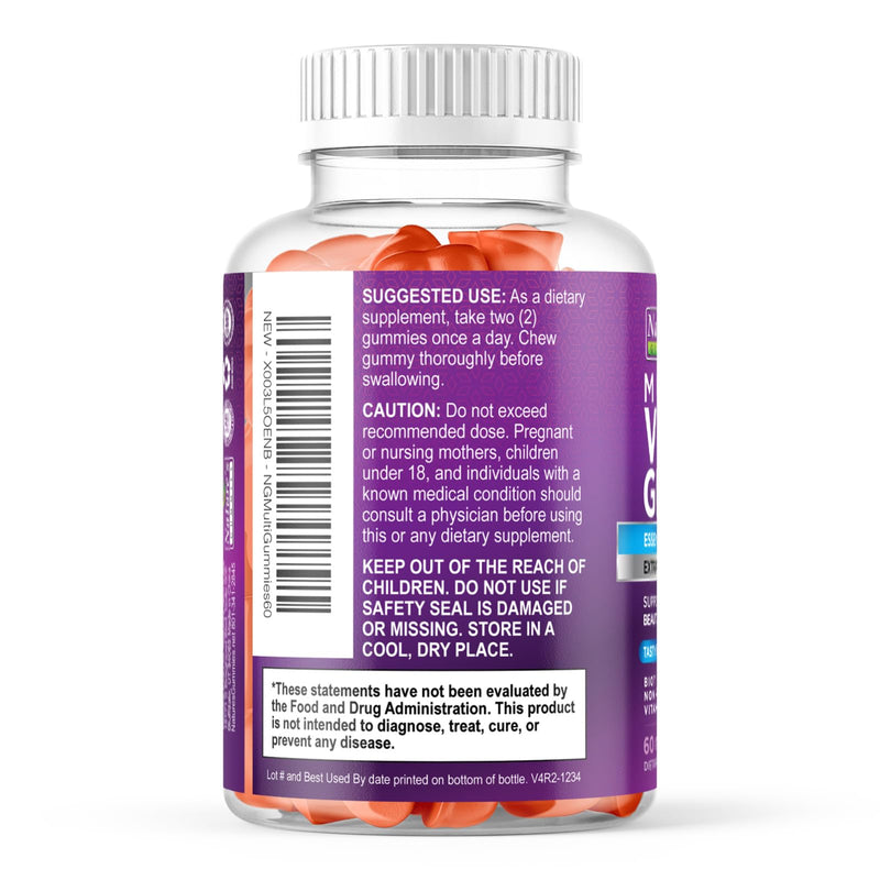 Multivitamin Gummies for Adults - Complete Multivitamin Gummy for Women & Men - Essential Vitamins & Minerals with Vitamins A, C, D, E, & High Potency B12 - Vegetarian Gummy Multivitamins - 60 Gummies