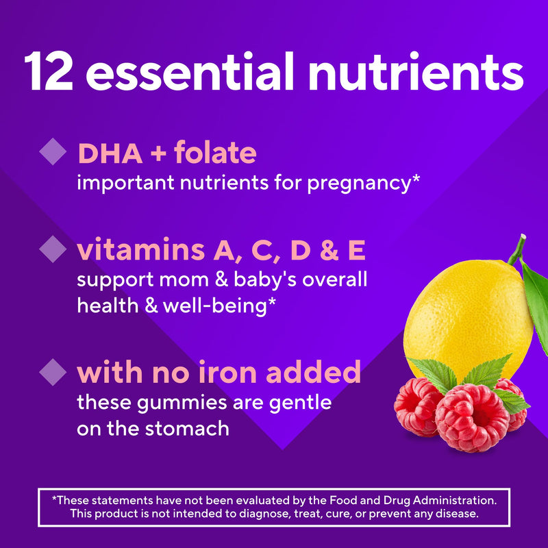 Vitafusion Prenatal Vitamins for Women | 90 Gummies | Gummy with Folic Acid and DHA | Raspberry Lemonade Flavor | Gluten and Dairy-Free Multivitamin Supplement 90 Count (Pack of 1)