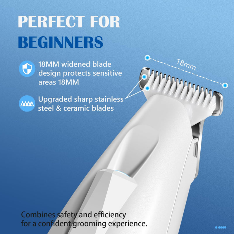 Dog Paw Trimmer with LED Light, 18 mm Widen Blade, Low Noise Dog Clippers for Grooming, Type-C Rechargeable Dog Grooming Clippers for Paws, Eyes, Ears, Face, Rump Light Blue - BeesActive Australia