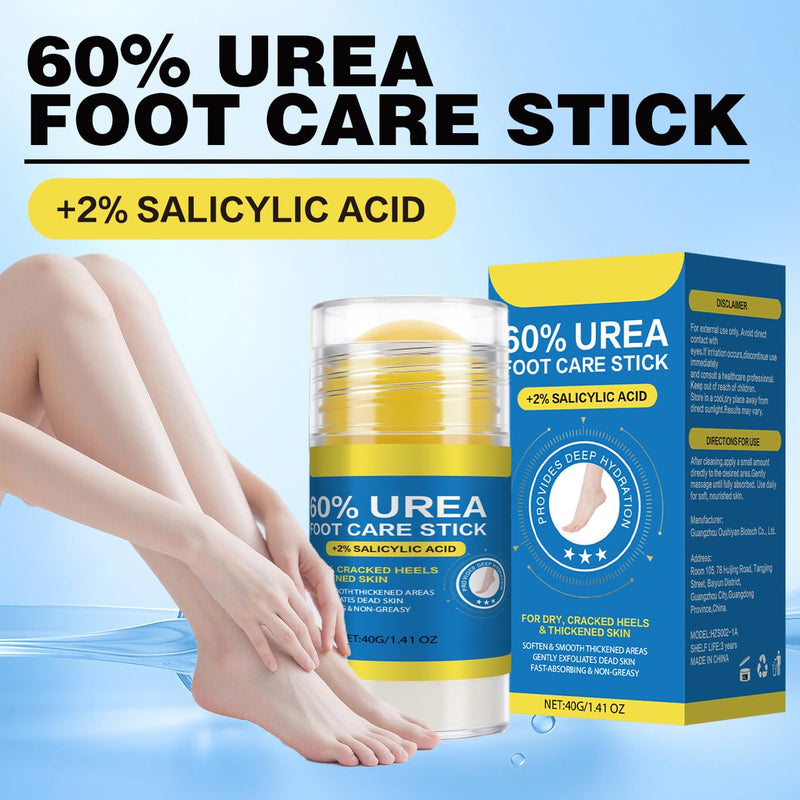 60% Urea Cream Stick plus 2% Salicylic Acid, Maximum Strength Urea Foot Cream Callus Remover for Dry Cracked Heels, Hands, Knees,Exfoliating Moisturizer, Dead Skin Remover Foot Balm 1.4oz (1 pack) 1 pack