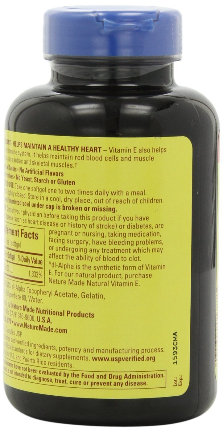 Nature Made Vitamin E 400IU, 300 Softgels 300 Count (Pack of 1)
