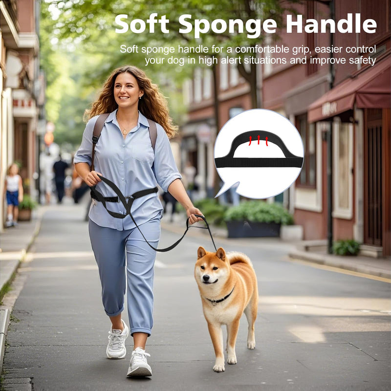 Hands Free Dog Leash with Sponge Handle, 8.5ft Versatile Crossbody Waist Leash with 3 Rings for Puppy, Small & Medium Dogs, Easy Adjust Hands Free Leash for Running Jogging Walking, Black - BeesActive Australia