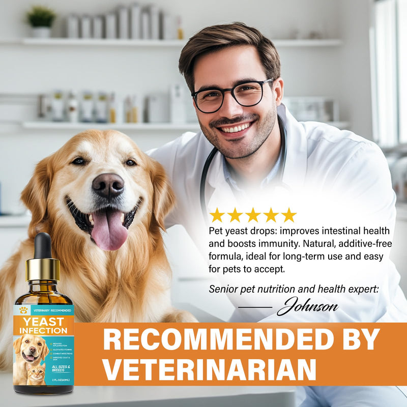 Yeast Infection Treatment for Dogs, Natural Dog Ear Infection Treatment, Support Allergy, Inflammation and Itch Relief, Herbal Drops Supplement for Pets, 2 Fl oz, 01A - BeesActive Australia