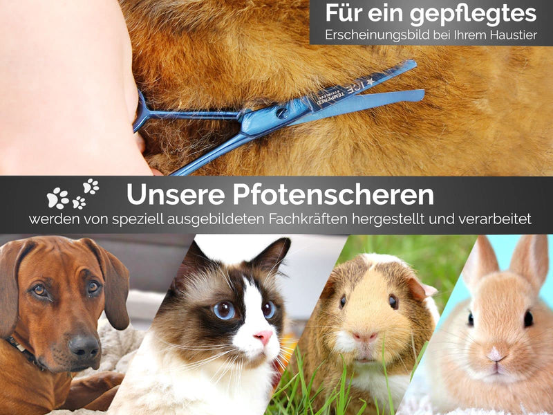 Professional paw scissors fur scissors straight TITAN with micro-serration 9 cm blue - BeesActive Australia