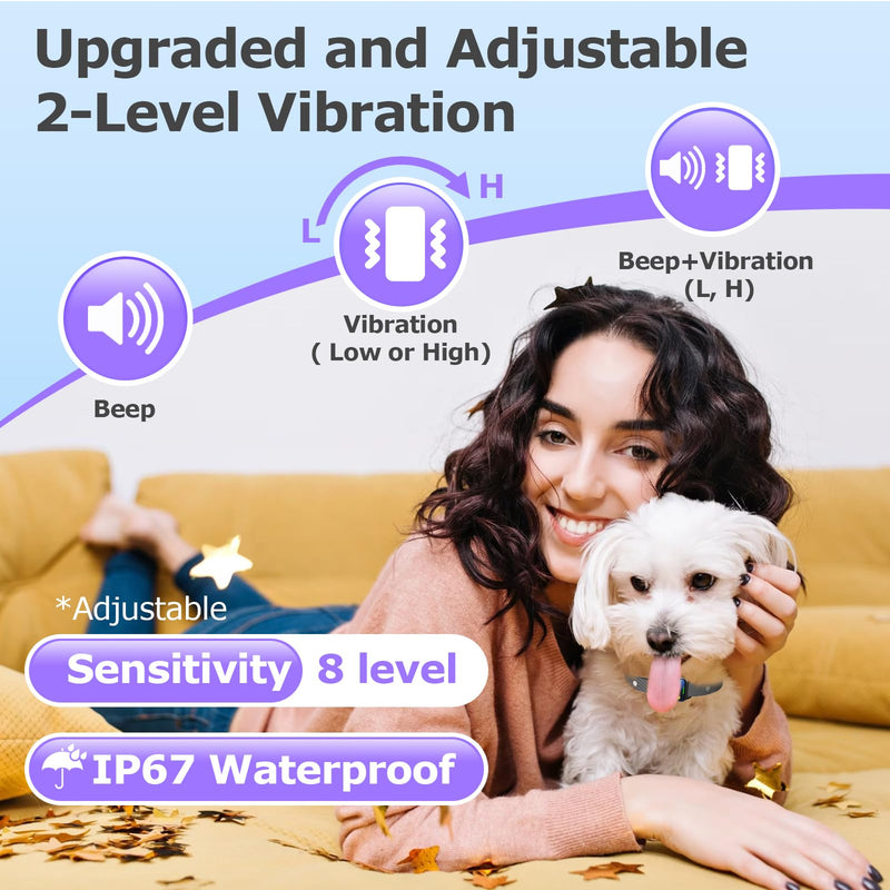 Bark Collar for Small Medium Dogs, Humane No Shock Dog Bark Collar with 2 Vibrations Beep, Rechargeable Anti Barking Collar with 8 Adjustable Sensitivity, Smart Bark Collars for Dogs (Black) Black - BeesActive Australia