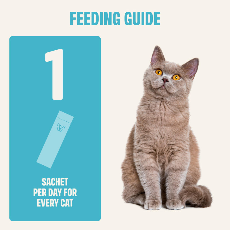 ivvi Multivitamin for Cats - Creamy Lickable Cat Supplement with Tuna, Vitamins, L-Lysine, Taurine & Salmon Oil - Daily Cat Wellness Support - 30 Pouches x 15 g