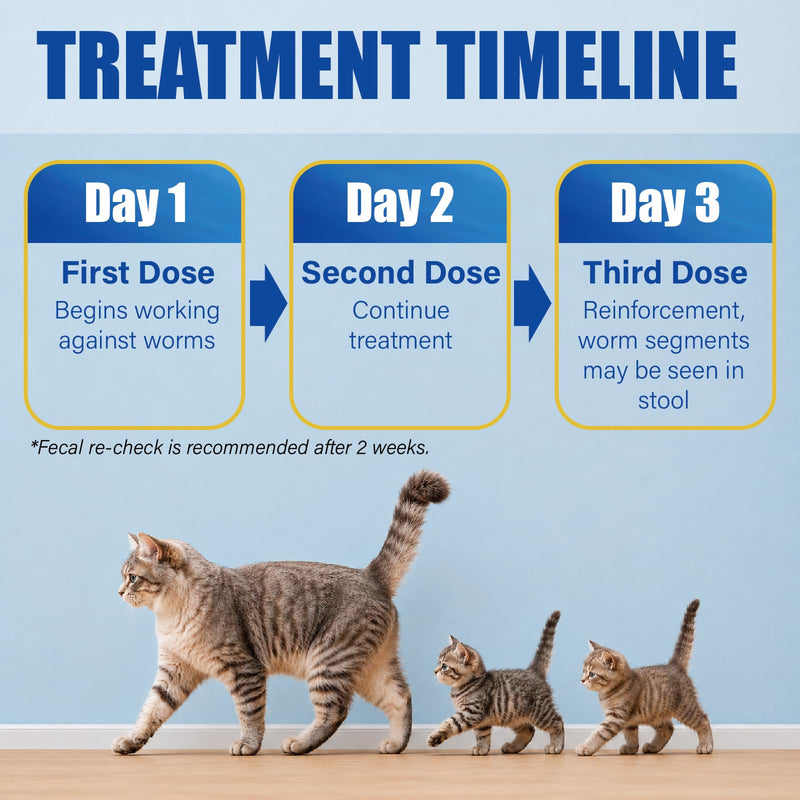 Broad Spectrum Cat Dewormer Liquid for Cats & Kittens (2–16 lbs) – Praziquantel & Pyrantel Pamoate Oral Suspension for Tapeworms, Roundworms & Hookworms, 100 mL with Oral Syringe