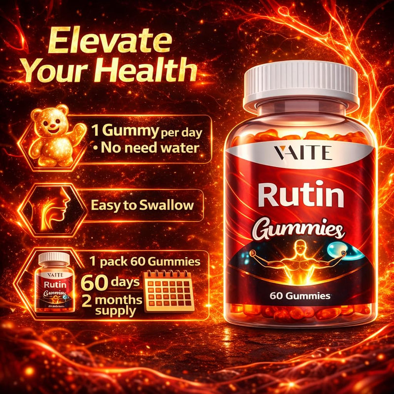 Rutin Supplement 500mg - Sophora Japonica Extract with Bioflavonoids - Antioxidant & Wellness Chewables for Daily Use - Plant-Based Flavonoid Complex - Supports General Well-Being - 60 Vegan Gummies