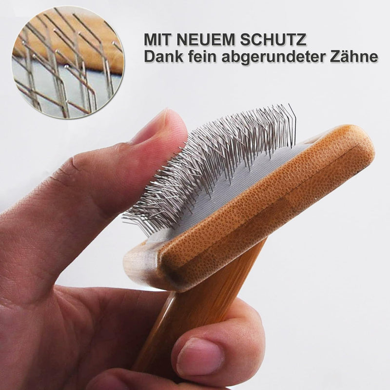 Premium dog brush and cat brush grooming, dog brush wood, dog brush for knots & undercoat - short hair & long hair, fur brush for pets, slicker slicker brush with stainless steel pins - BeesActive Australia
