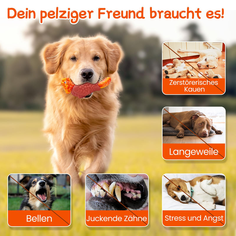 WinTour Tough Dog Toys for Aggressive Chewers, Durable and Indestructible Dog Toys to Keep Them Busy, Turkey Squeaky Chew Toys for Medium and Large Dogs, Orange - BeesActive Australia