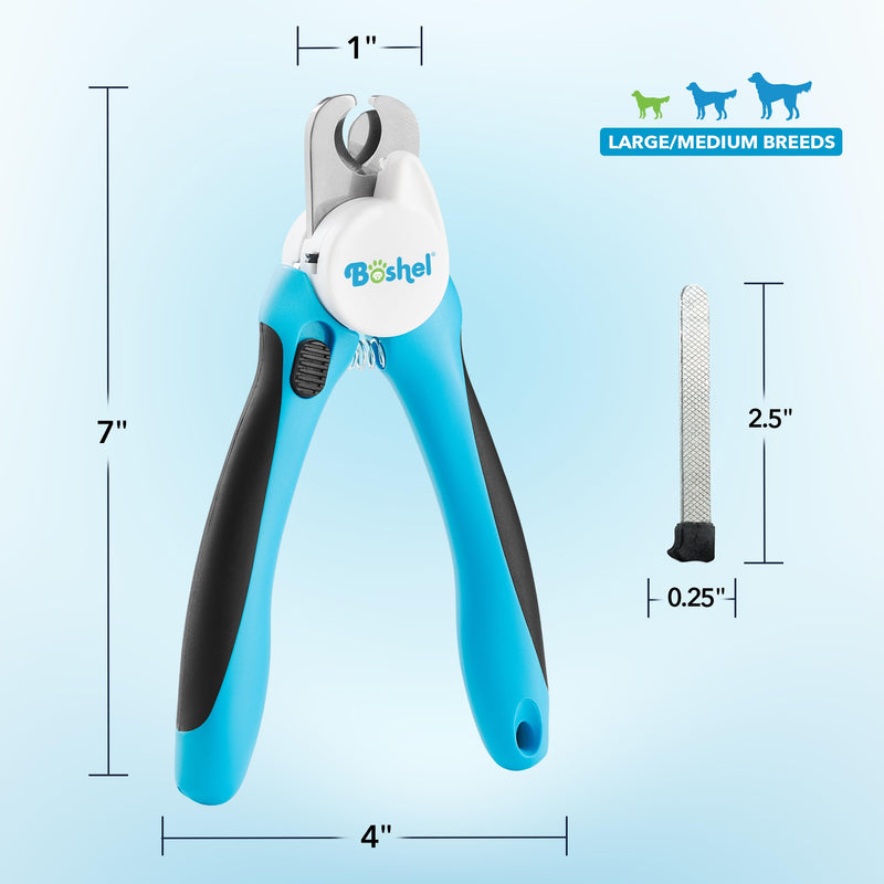 BOSHEL LED Dog Nail Trimmers, Large Dog Nail Clippers with Light & Safety Guard, Avoid Over Cutting Nails, Sharp Nail Clippers for Dogs, Professional Dog Nail Clipper, Dog Nail Trimmer with Nail File