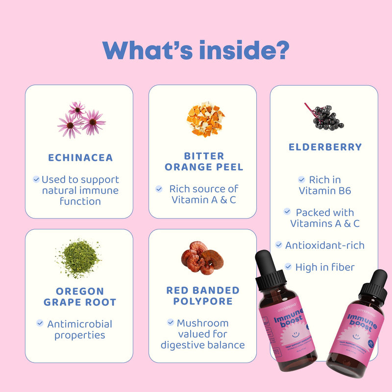 JoySpring Immune Drops – Kids Immune Support Supplement with Elderberry Extract, Echinacea, Oregon Grape Root & Orange Peel Liquid for Ages 3–16+ Years & Adults | 2 fl oz (60 Servings) (Pack of 2) 2 Fl Oz (Pack of 2)