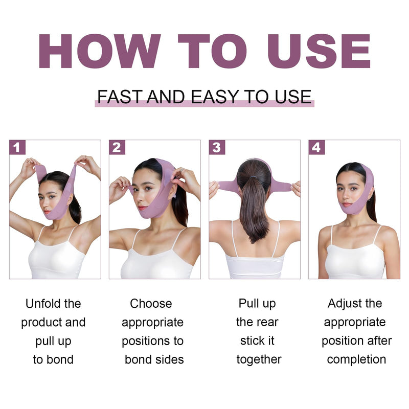Reusable V Line Lifting Mask, Chin Up Mask V Shaped for Double Chin Reducer for Women, Double Chin for Women, Neck Lift Tape Jaw Exerciser Shaper, V Shaped Face Mask- Purple
