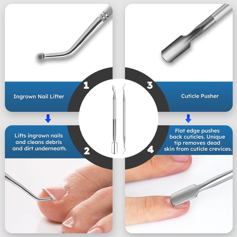 Nail Clippers for Seniors, Heavy Duty Ingrown Toenail Clippers with Long Handle， Wide Jaw Fingernail Clippers and Slanted Nail Cutter for Thick Nail for Men Women Pregnant Elderly 5Pcs Wide Jaw 5pcs
