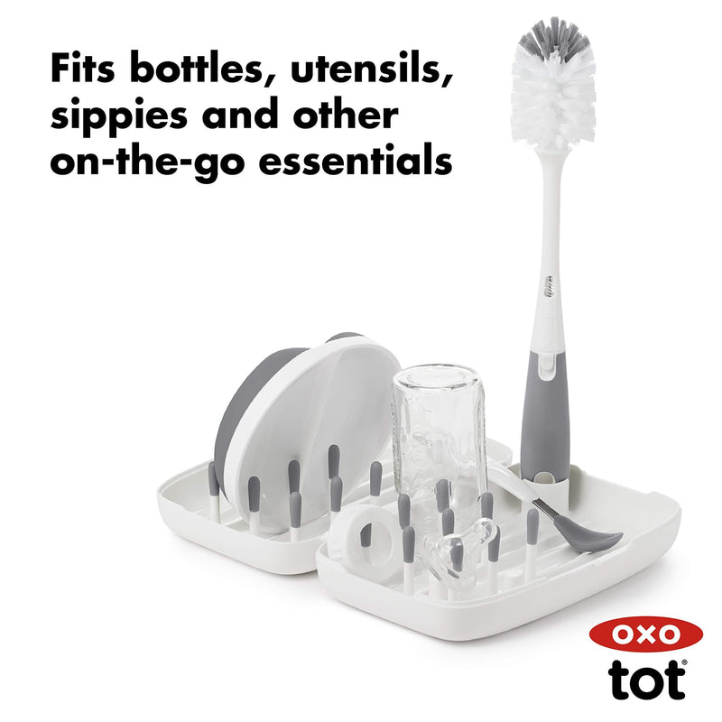 OXO Tot Travel Size Drying Rack with Bottle Brush- Gray Travel Drying Rack - BeesActive Australia