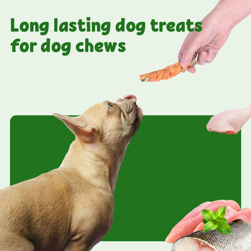 Chicken Wrapped Cod Skin Dog Treats, 45% Real Chicken & 45% Fish Skin - High Protein Omega-3 Dog Chews for Skin & Coat Health - Rawhide Free, Training Snacks for All Breeds 8 oz Chicken Wrapped Cod Skin Sticks 8 Ounce (Pack of 1)