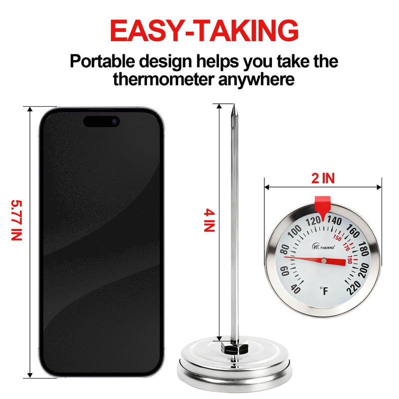 Instant Read Meat Thermometer 2'' Cooking Thermometer Kitchen Thermometer for Cooking for Liquid, Steak, Turkey Temp Checking Analog-Classic No-frills
