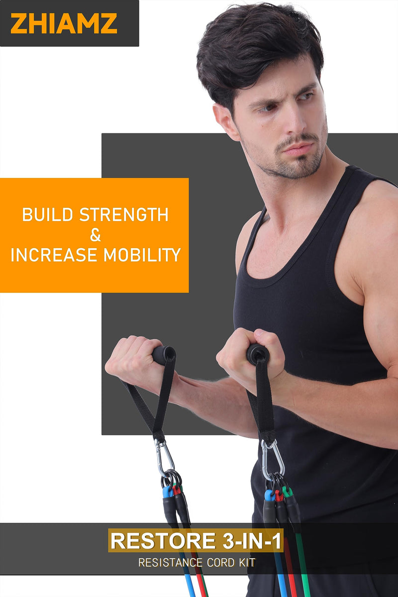 Resistance Bands with Handles, Single Resistance Bands, Exercise Bands with Handles, for Resistance Training, Physical Therapy, Home Workouts, Fitness, Pilates 3-1 band- 90lbs