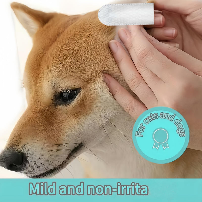 50PCS Dog Ear Wipes,Dog Ear Cleaner Finger Wipes,Pet Wipes for Dogs & Cats,Ear Drops for Dogs Relief,Dog Ear Wipes & Cleaner for Dogs & Cats,Pet Soft Finger Wipes with Aloe to Remove Wax