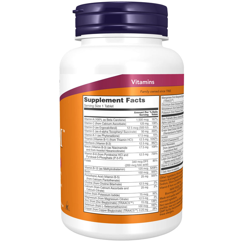 NOW Supplements, ADAM™ Men's Multivitamin with Saw Palmetto, Lycopene, Alpha Lipoic Acid and CoQ10, Plus Natural Resveratrol & Grape Seed Extract, 60 Tablets (Pack of 2) 60 Count (Pack of 2)