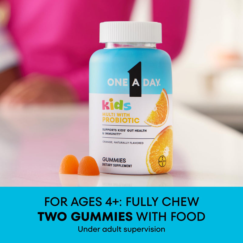 One A Day Kids Multivitamin with Probiotic, Multivitamin Gummies, Kids Probiotic for Digestive Health, Gummy Vitamins with Vitamin D for Immune Support, Orange Flavor, 60 Count