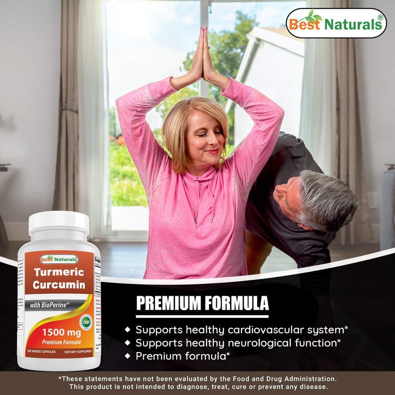 Best Naturals Turmeric Curcumin 1500mg/Serving with Bioperine - 180 Veggie Capsules - BeesActive Australia