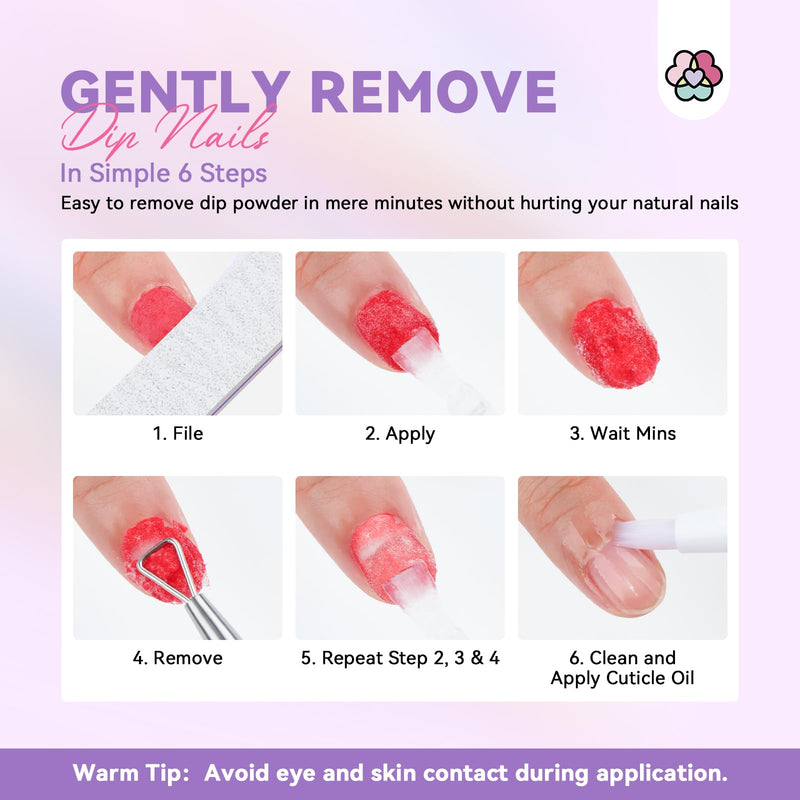 SAVILAND Dip Powder Remover Kit 2Pcs: 15ml Gentle & Safe Dip Nail Remover With Cuticle Oil Nail File Tools No Soak or Wrapping Removal Easy Remove at Home Gift For Women 2Pcs × 15ml (Set 1)