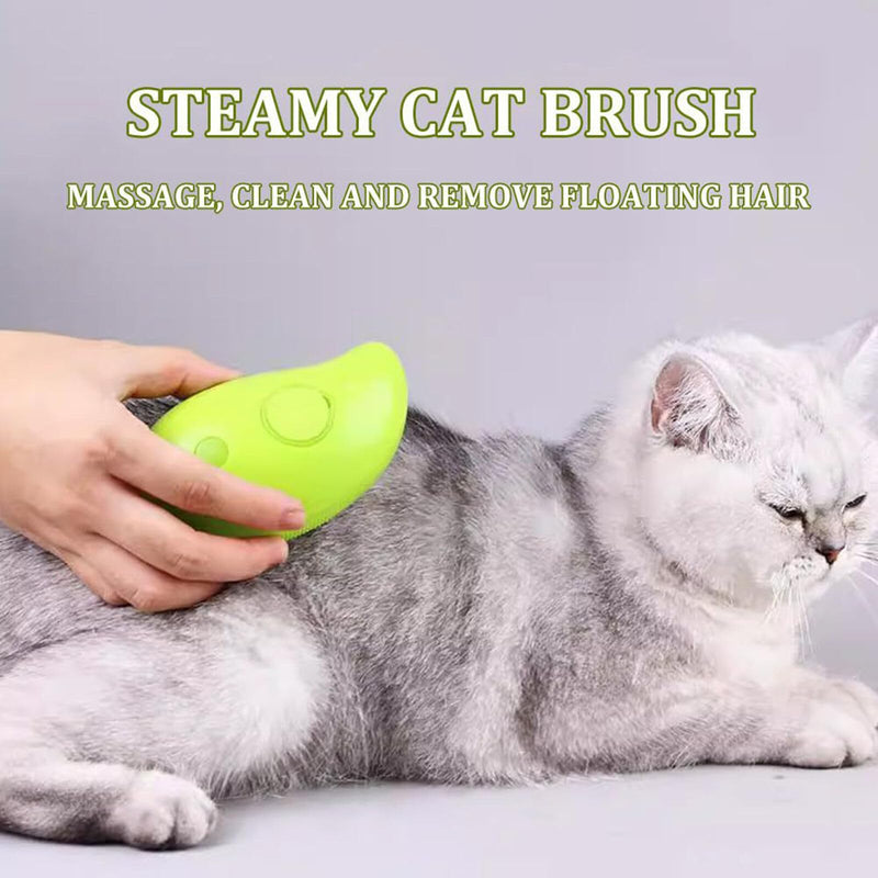3 In1 Steamy Cat Brush for Massage,Multifunctional Cat Dog Hair Brush for Removing Tangled and Loose Hair, Pet Grooming Brush Hair Removal Comb for Cat and Dog, Yellow - BeesActive Australia