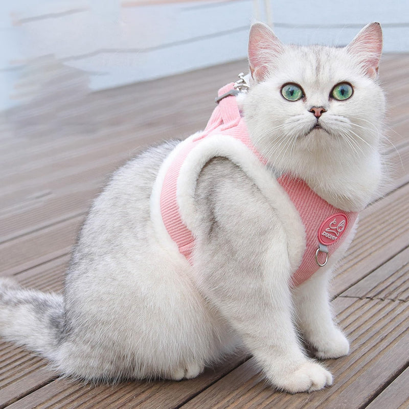 Cat leash, escape-proof cats, cat harness and cat leash set, with pull rope, with reflective strips, suitable for medium-sized cats, XS (neck circumference: 28-30 cm, bust width: 32-36 cm), pink - BeesActive Australia