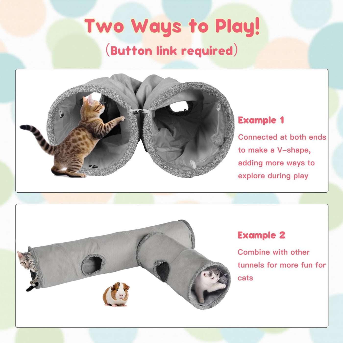 51 Inches Extra Long Cat Tunnels for Indoor Cats, Collapsible Pet Play Tube  with Cat Toys and Two Peek Holes, Cat Hideout Hideaway for Big Cats,  Kittens, Bunny Rabbits, Ferrets, Puppy L