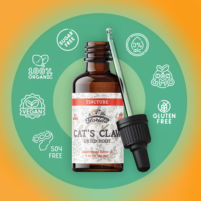 Cats Claw Tincture, Cat's Claw Extract Alcohol Free Herbal Supplement Drops, Liquid Natural Digestive Health, Joint Health, Vegan - Made in USA - 2 Fl Oz 2 Fl Oz (Pack of 1) - BeesActive Australia