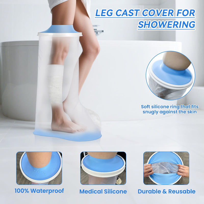 Waterproof Extra Wide Leg Cast Cover for Showering After Surgery with Non-Slip Bottom, Extra Large Waterproof Foot Protector Cover for Plus Size Adults, Lager Casts, Surgery Casts Boots, Reusable Large-Extra Wide - BeesActive Australia