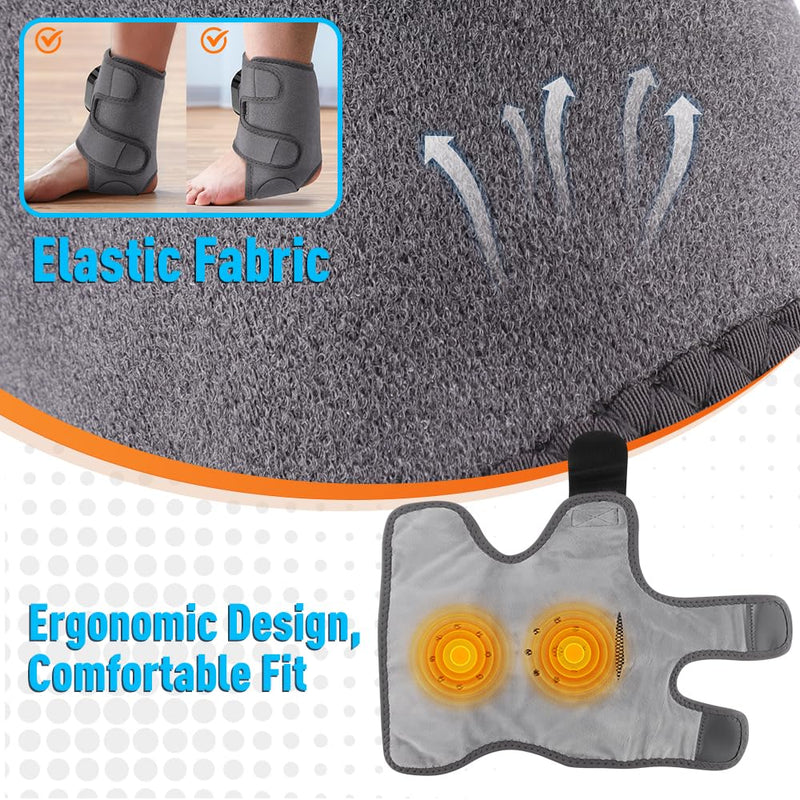 Ankle Massager,3-in-1 Wearable Hot & Vibration Massager for Feet, Ankles, and Arms | Reusable Heating Pad Brace for Home Recovery (Grey) Grey - BeesActive Australia