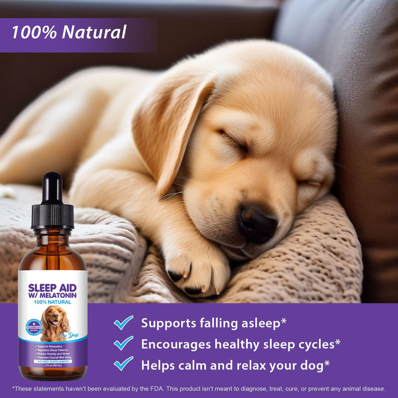 Melatonin Drops for Dogs, Sleep Aid Drops for Dogs Supports Dog Sleep, Dog Anxiety Relief - Pet Supplies Liquid Vitamins for Dogs, Bacon Flavour - 2 Fl Oz / 60mlg, Bacon Flavour - 60 ml/2 fl oz