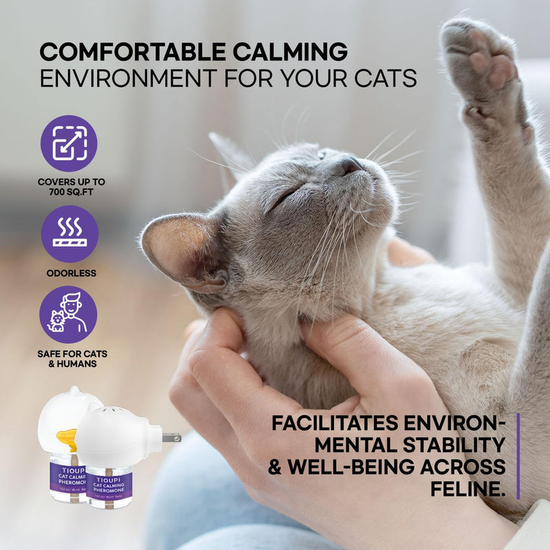 Cat Pheromones Calming Diffuser: 2 Diffusers & 2 Refills Top Value Kit – Cat Calming Diffuser Helps Reduce Scratching, Peeing, Meowing, Hiding, Urine Marking & Aggression Orange