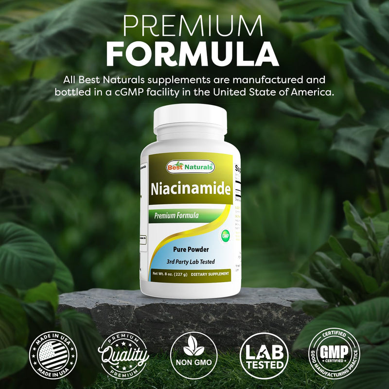 Best Naturals Niacinamide (Vitamin B3) Pure Powder 8 OZ 8 Ounce (Pack of 1)