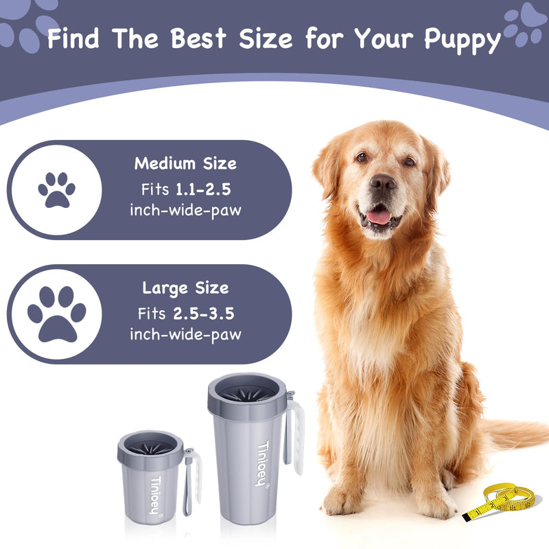 Paw Cleaner for Dogs Medium Small Breed with Handle | Dog Paw Cleaner to Clean Muddy Paws | Dog Foot Cleaner Paw Washer for Dogs & Pets| Dog Feet Washer (Gray) Medium with Handle Gray - BeesActive Australia