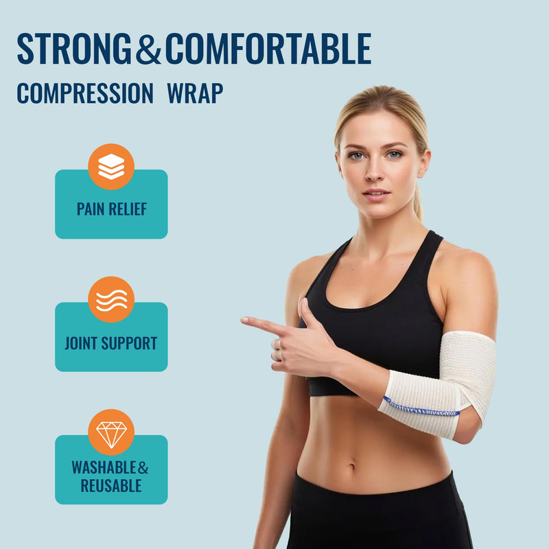 Premium Elastic Bandage Wrap,4"×6 Pack Compression Bandage for Legs, Ankle, Knee,Foot,Body,Support & First Aid for Sports,Latex-Free,Reusable Wrap for Sports, Medical, and Injury Recovery 6 Pack X 4 Inches