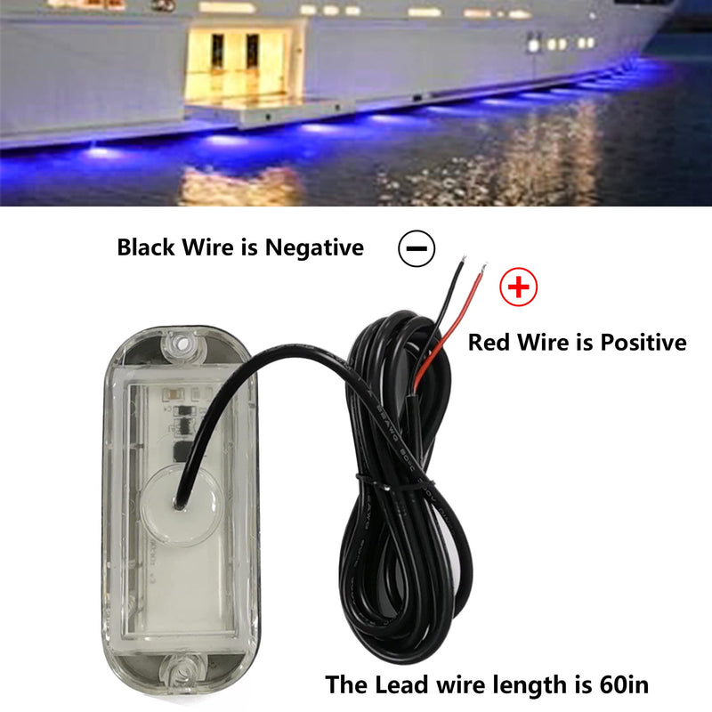 2Pcs 27 LEDs Blue Marine Boat Lights,IP68 Waterproof Underwater Boat Trailer Light Pontoon Boat Transom Lights Stern Navigation Light Boat Interior Deck Lights 10-30V DC