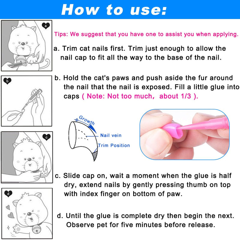 VICTHY 100pcs Boy Cat Nail Caps | Cat Nail Covers Cat Claw Covers for Boy Cat with Adhesive Glue and Applicators (M) Medium - BeesActive Australia
