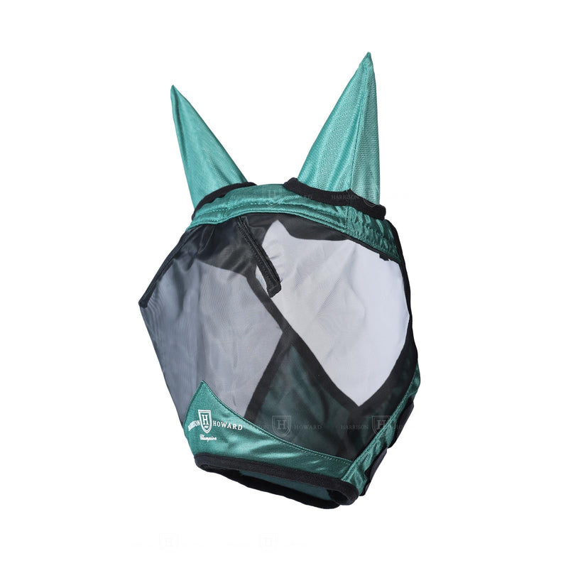 Harrison Howard Pro Luminous Horse Half Face Fly Mask Large Eye Space with Ears UV Protection for Horse Hunter Green L - BeesActive Australia