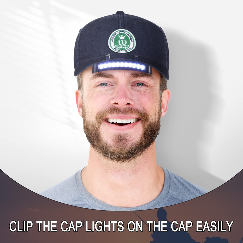 Hortsun 10 Pcs Light Clip 11 LED Cap Lights Clip on Hat Headlamp Battery Cap Brim Lamp Black Waterproof Ultra Bright Flashlight for Hunting Camping Fishing Hiking